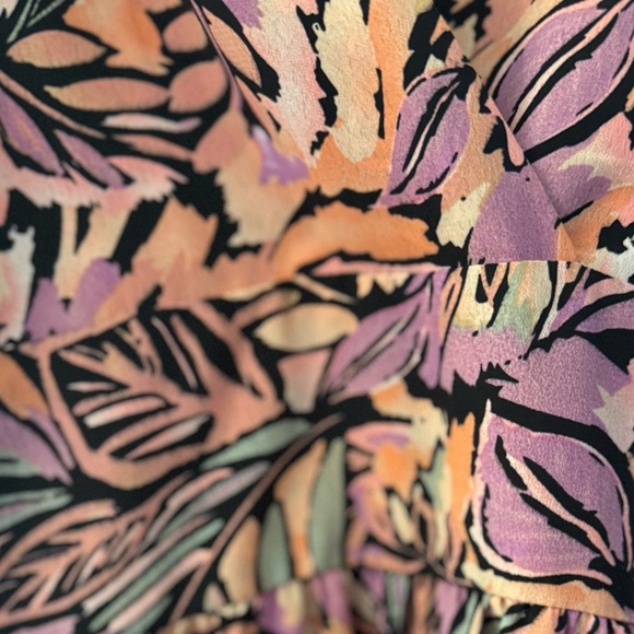 NWOT Molly Bracken Pink Palm Print Tie Sleeve Deep V-Neck Maxi Dress Size Small - Picture 9 of 14